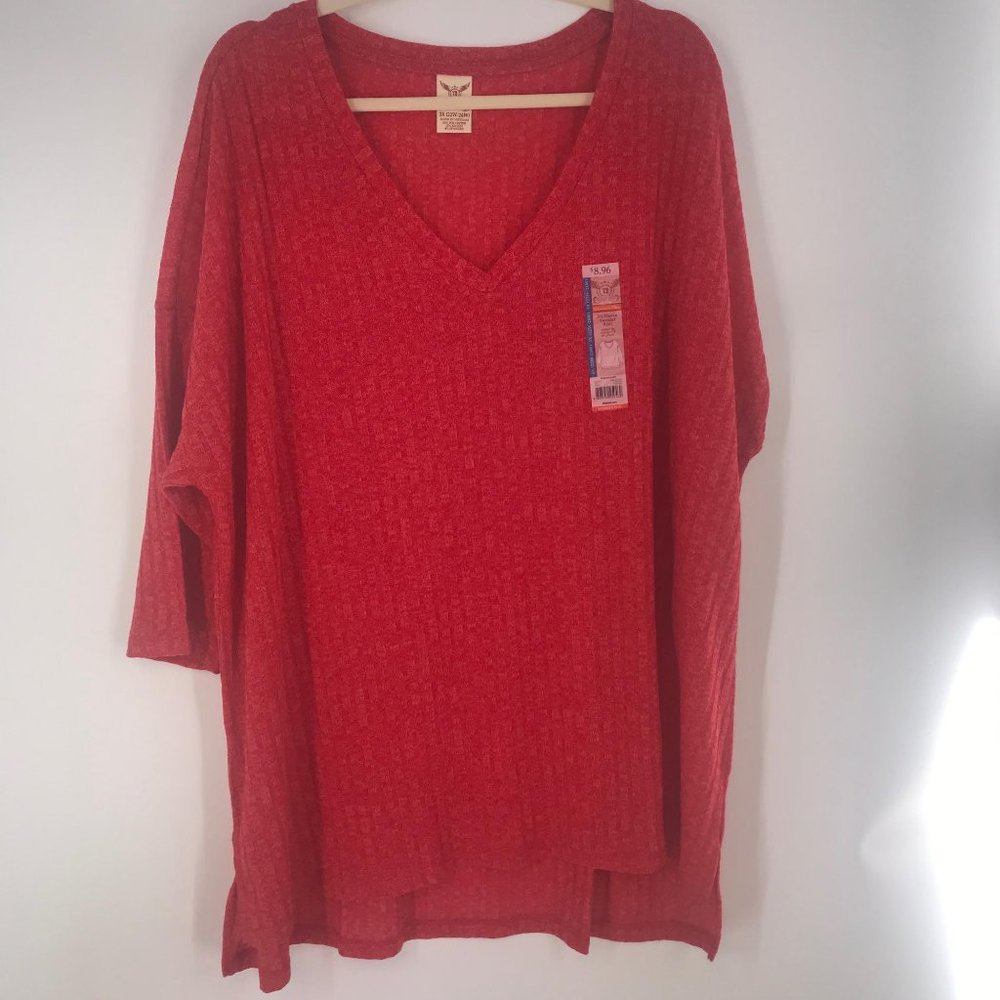 NWT Faded Glory Red 3/4 Sleeve Shirt - Picture 2 of 7
